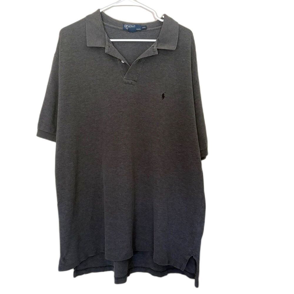 Polo Ralph Lauren Charcoal Gray Short Sleeve Pique Cotton Polo Shirt Size XXL